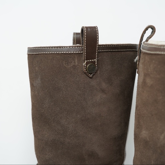 Cole Haan Shearling Boots Womens 8.5B Brown Waterproof Suede Fur - Picture 5 of 12